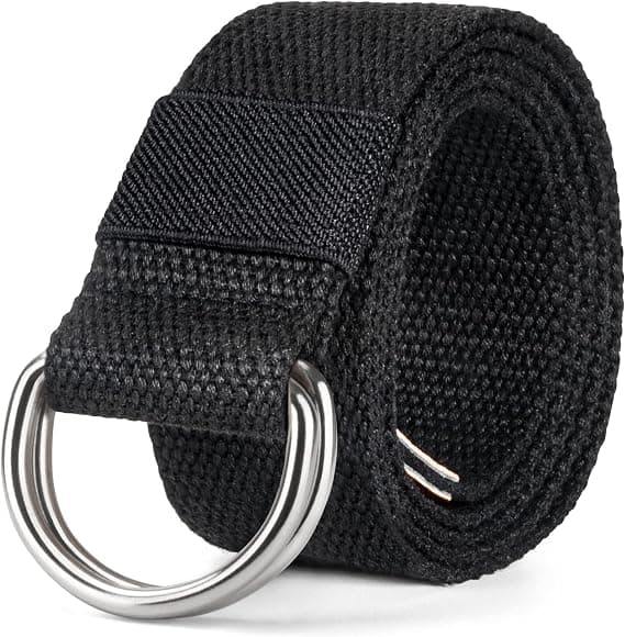 Canvasbälte för män och kvinnor med svart D-ring 1 1/2\" Bred Extra Lo