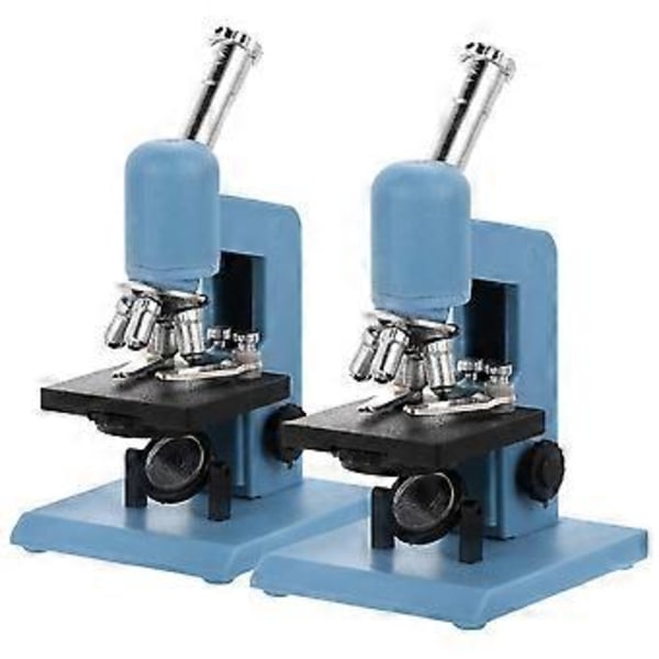 2 st Miniatyr Mikroskop Plast Dockskåp Mini Laboratorieverktyg för Dockskåp Vetenskap Scen DIY Dockhus Kit för 1 : 12 Skala Dockskåp Blå