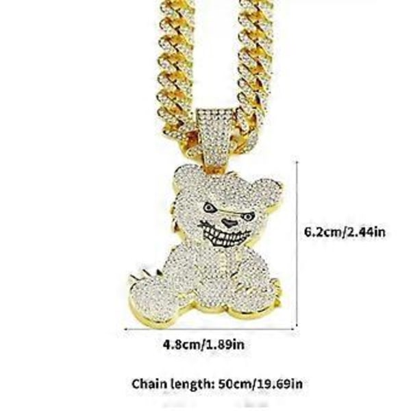 Trendikäs Karhu Riipus Kaulakoru Miehille Kuubalainen Linkkiketju Choker Bling Timantti Kaulaketju Strassit Solisluuketju Korut silver