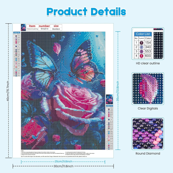 Diamond Painting Butterflies, 5D DIY Diamond Embroidery Painting