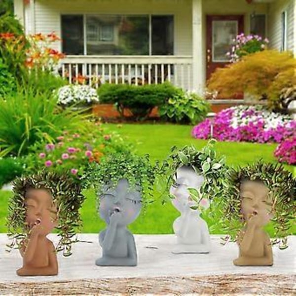 Mannequin Resin Blomsterpotte Ansigt Blomsterpotte Have Dekoration