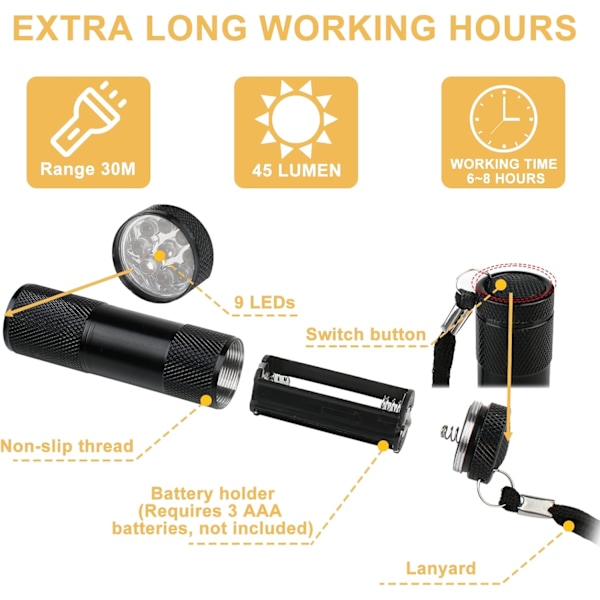 Minificklampa - 8 stycken LED-ficklampor för barnkalas