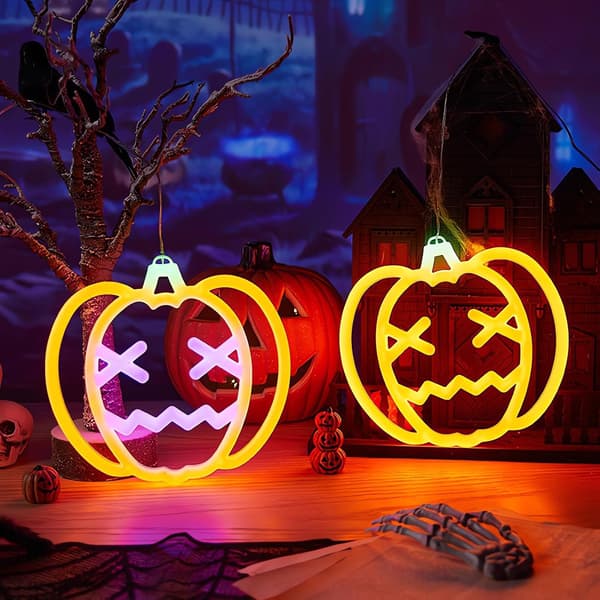 Halloween gresskar neon LED-dekorasjoner – trefarget Three-color