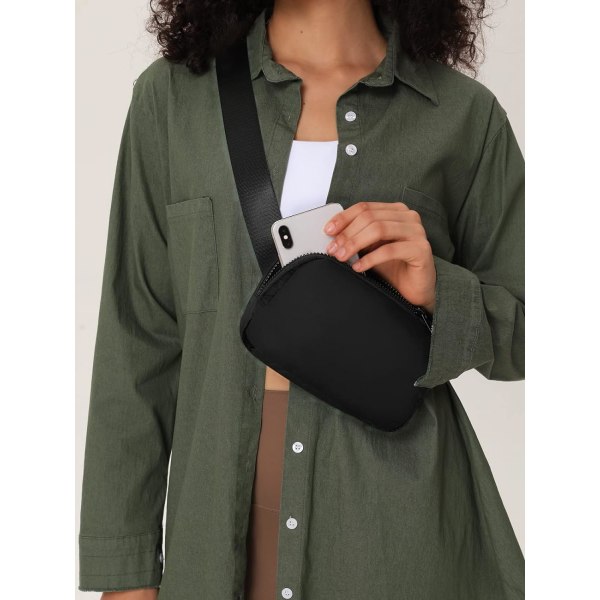 （svart）Crossbody Fanny Packs Unisex Mini Bältesväska För Kvinnor