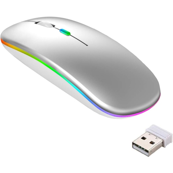 Uppladdningsbar trådlös mus, Bluetooth mus, två lägen (BT 5.1+