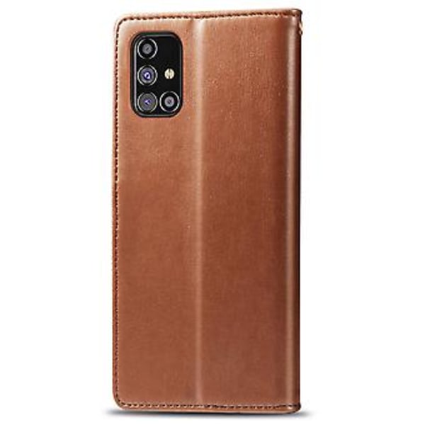 Solid Färgläderfodral För Samsung Galaxy M31s Brown
