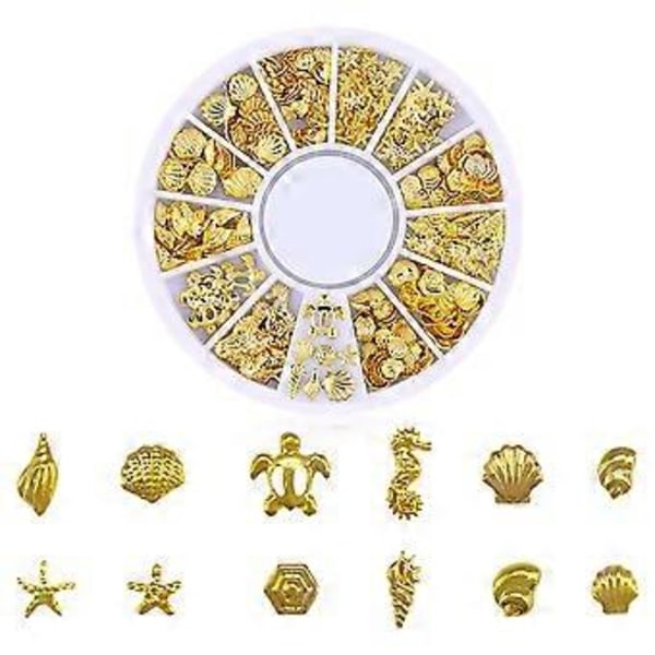 Ocean Nagelkonst Nitar Guld Berlocker Sommar Hav Metall Legering Nitar Skal Sjöstjärna