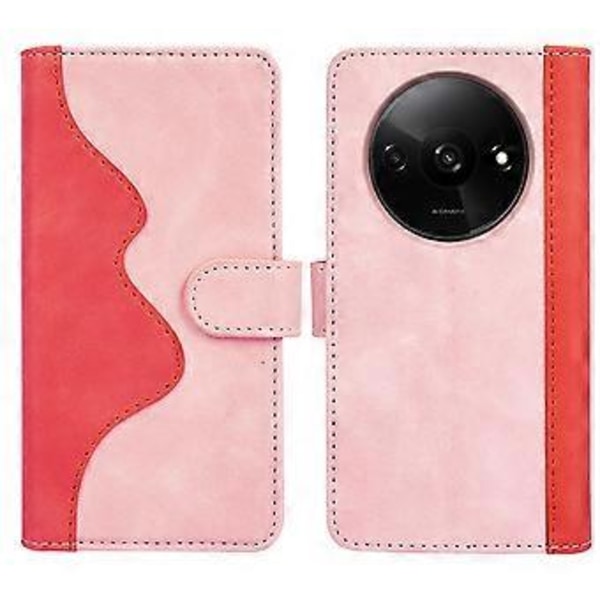 Til Xiaomi Redmi A3/Poco C61 4G Wallet Case PU Læder Farvesplejsning Stødsikkert Telefoncover Style B