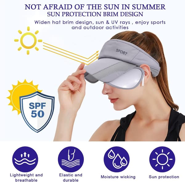 Dame Visor, Åndbar Anti-UV Visor Kasketter med Tilbageklappelig Br