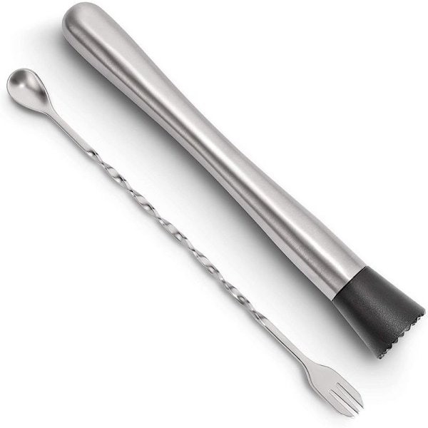 Rustfrit stål cocktail muddler med blandeske
