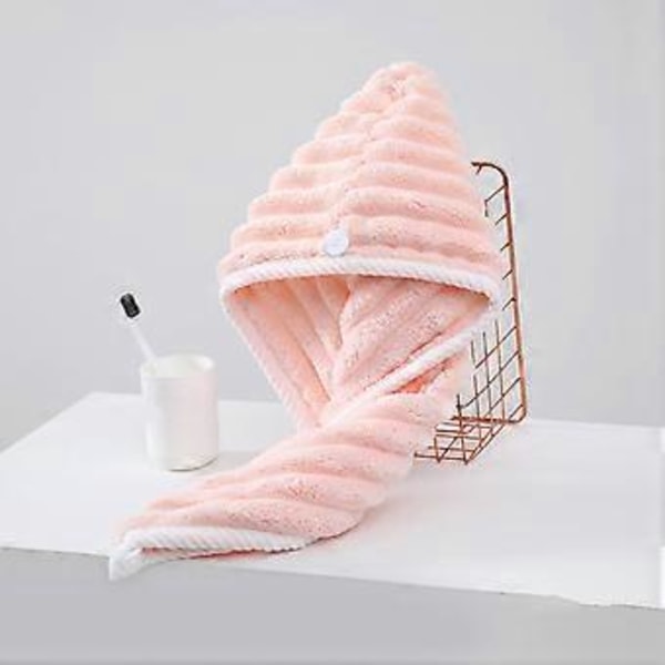 Tykkere Hårtørringshætter Super Absorberende Hurtigtørrende Koraller Fløjl Badehatte Tykkere Vaskeklud Badeværelse Pink Pink