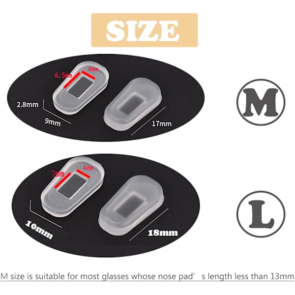 Anti-Slip Brilleglas Beskyttelsesdæksler Næsebro Puder (Hvid, 5 Par, L)
