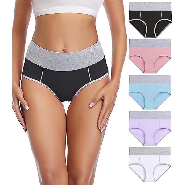 Dames høyt liv Knickers Kvinners Bomull Briefs Undertøy Full Rygg Dekning Trusser Plus Størrelse Multipack.XL.lilla