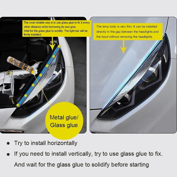 2PCS Start-Scan LED-bil DRL Dagsljus Auto Flytande T