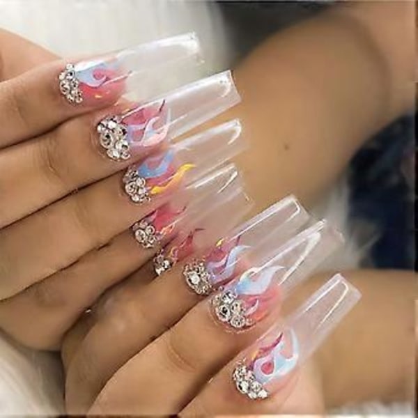 16 st Holografiska Eldflammor Nagelstickers Eldar På Manikyr Schablon Stickers Nagelkonst Dekoration
