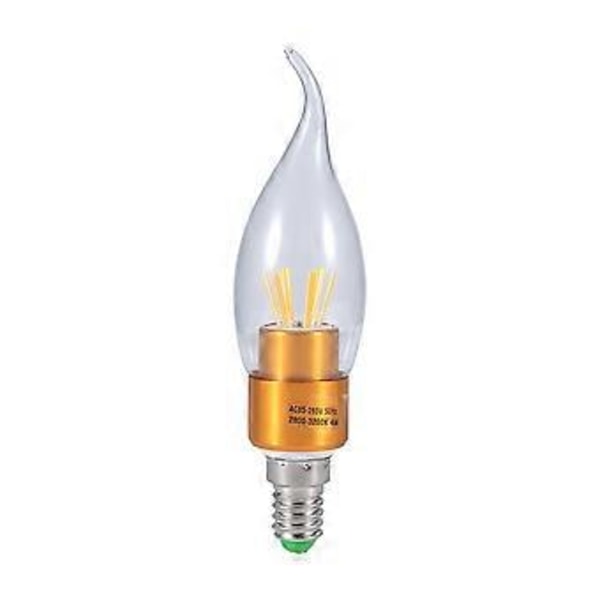 E14 4W 85-265V COB LED Filamenttikynttilälamppu, energiansäästö #1 Kultainen liekkihäntä, lämmin valkoinen