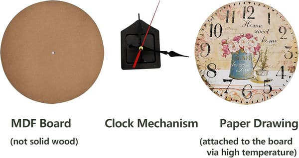30 cm Vintage Rustik Væg Ur, Stille Træskive Timer Ur f