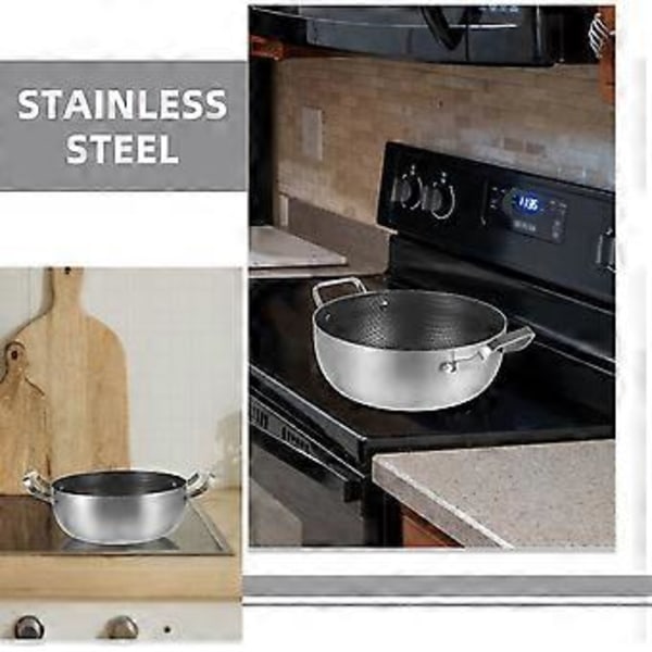 Rostfri Gryta Dubbla Handtag Kokgryta Non-stick Soppgryta Stekpanna (22cm)