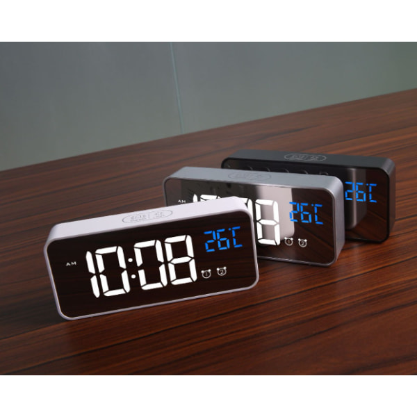Svart digital väckarklocka, digital klocka LED väckarklocka, digital