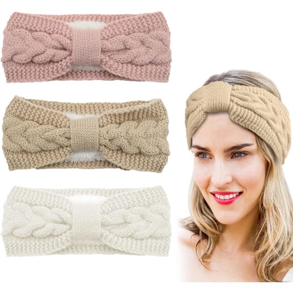 Rosa, Beige, Hvit - Dame Hodebånd Vinter Hodebånd, Jentes Fl