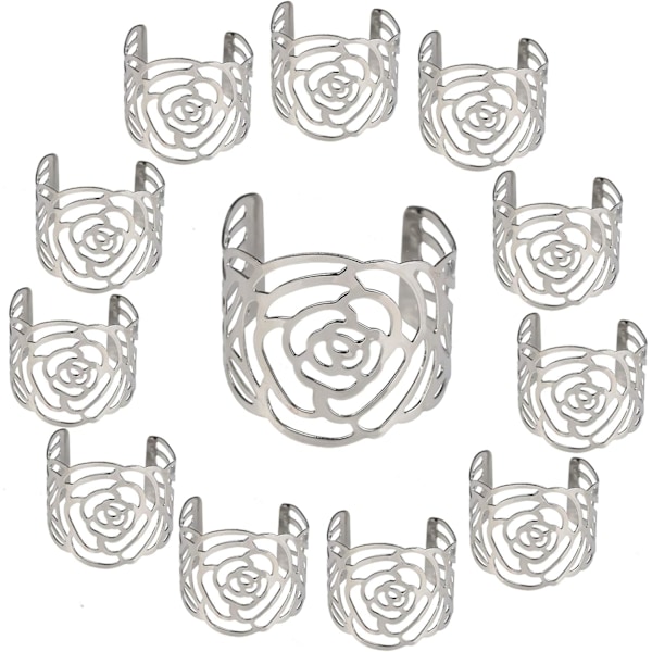 12 stk. Servietring, Servietring Metal Openwork Servietholder Flow