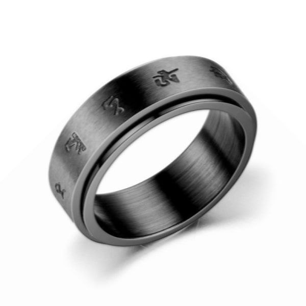 Double Layer Rotating Titanium Stahl Paar Ring (8mm - Sechs Wort