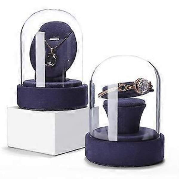 Multifunktionel smykkevitrine med klart glaslåg, stilfulde ringe/halskæder/armbånd/øreringe display rekvisitter Grå Gray B