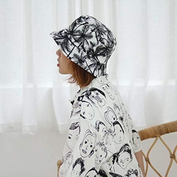 Bucket Hats, 2 i 1 Reversible Bomull Bucket Hat, Unisex Foldbar