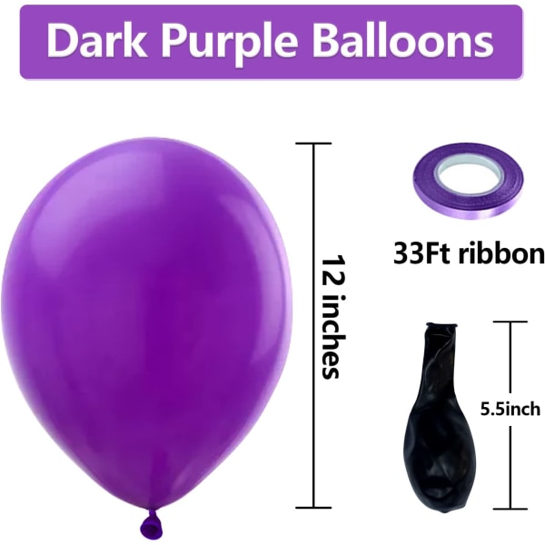 Purple Metallic Chrome Latex Balloons, 100 Pack 12 inch Round Hel