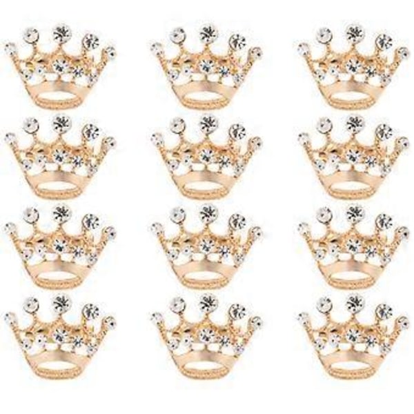 12 stk. Mode Diamant Bryllupsfest Pageant Tiara Krone Corsage Broche Nål (Guld)