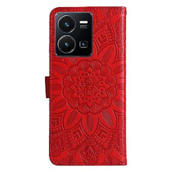 Solros Läder Telefonfodral För vivo Y35 4G / Y22s / Y22 Red