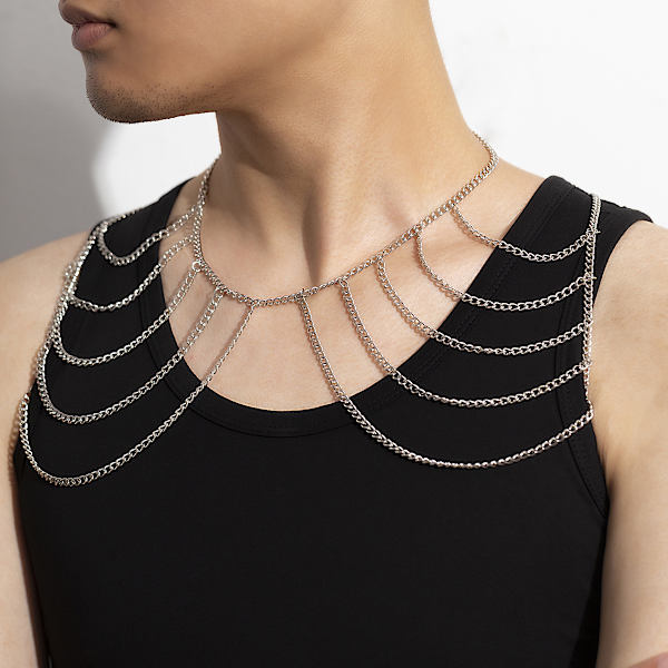 Skulderkæde Multilayer  Kvast Link Halskæde Fashion Smykker