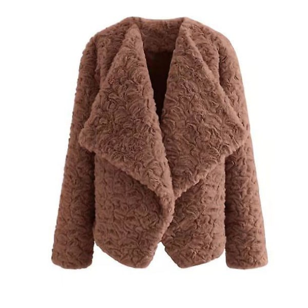 Stor Revers Faux Ulljacka Julklapp För Kvinnor.XL.kaffe Coffee XL