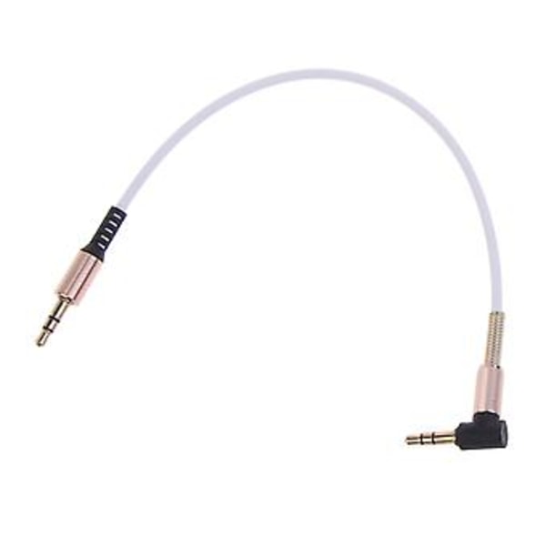 25 cm:n audiokaapeli, 3,5 mm:n uros-uros, 90 asteen kulma, auton AUX-johto, 3-napainen kaiutin, tabletit, stereo, MP4, MP5-äänijohto, valkoinen White