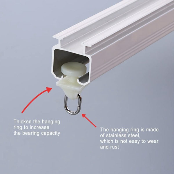 Gardinskinne-ruller - 100 stk. inner skinne, hvit, 2,6*1,2 cm