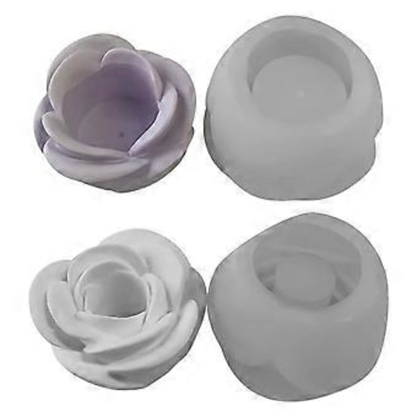 3D Rose Lysestage Resin Silikoneform Valentinsdag Eksplosionsstøbeform Elegant Blomster Lysestageforme DIY Håndværk combination