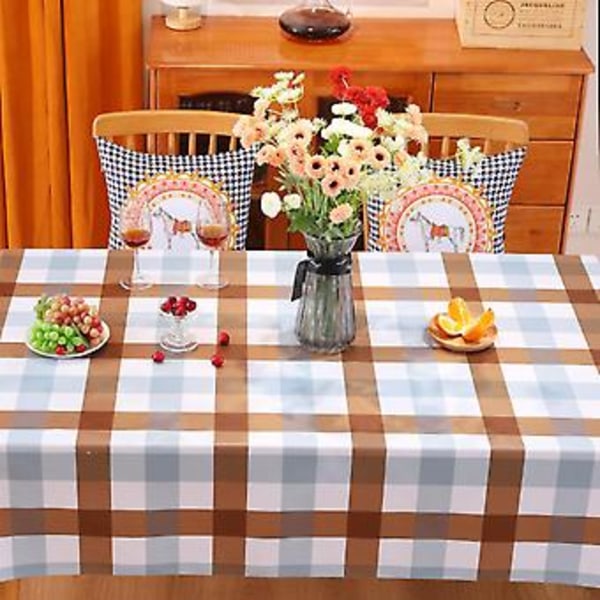 Bordduk, rutete bordduk rektangulær lin Stain Resistant vaskbar Gingham duk for utendørs piknik, kjøkken og julemiddag, jul D