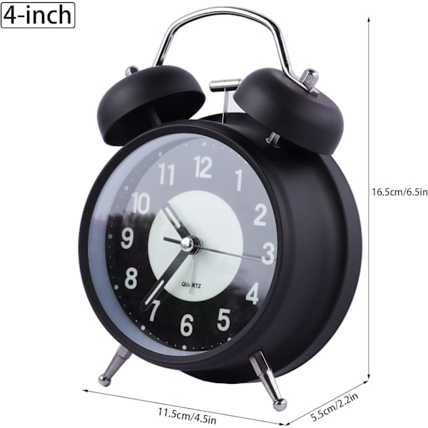 Retro Lysende Vækkeur Morgen Stille Quartz Sengeur Vækkeur