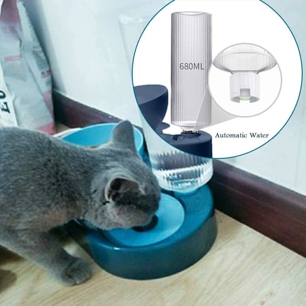 Dubbel Vatten- och Matskål för Hund och Katt - Automatisk Vattendispenser