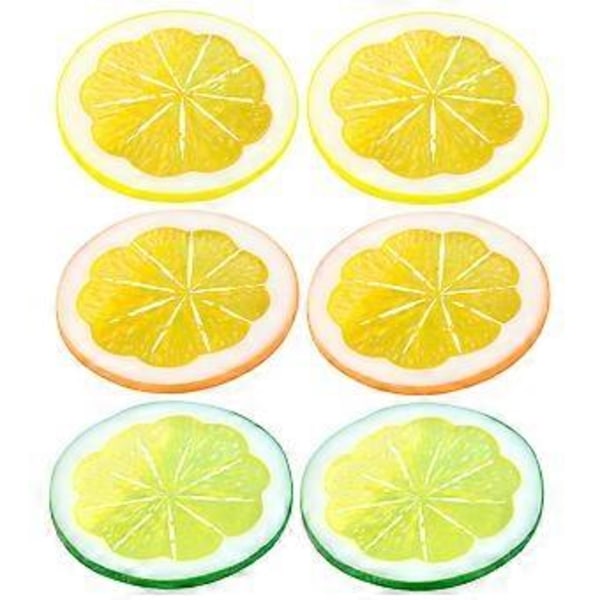 6 stk. Simulations Citronskiver Falske Citronskiver DIY Kunstige Frugtskiver Dekorationer Rekvisitter
