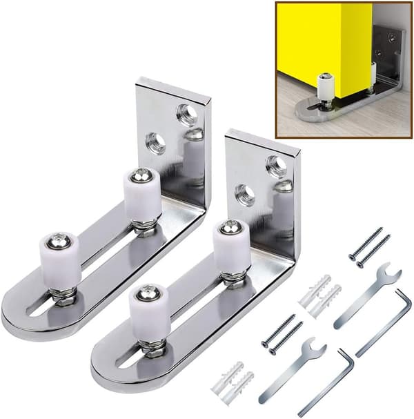 Golvstyrning 2-pack Skjutdörr Dörrstyrning Väggmonterad Styrkullag Silver