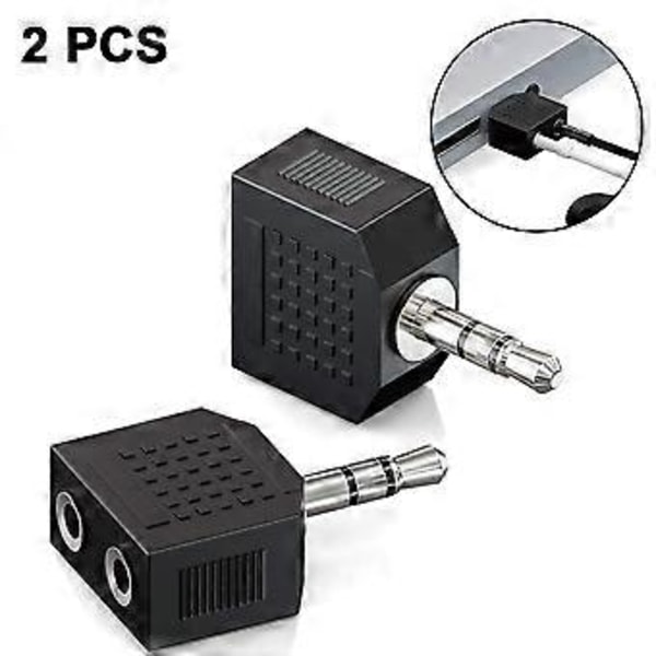 3,5 mm hodetelefon-Y-splitter (2-pakning) | 1 hann til 2 hunn Audiobits | Ideell for alle lydenheter med en 3,5 mm tilkobling