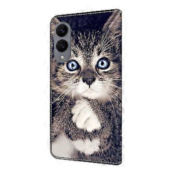 Læderetui med mønstertryk, pung, stativ og flip-cover til Samsung Galaxy S25 Edge Hand-holding Cat