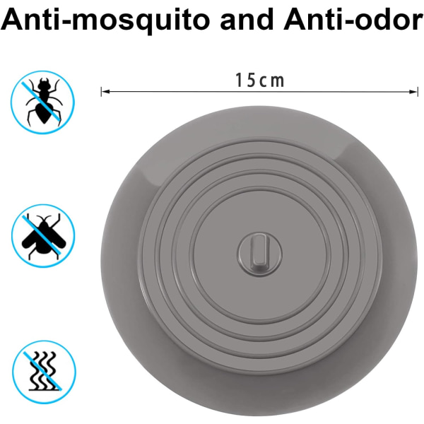 Silikone badekar dæksel grå, 15cm afløbsdæksel, køkkenvask co