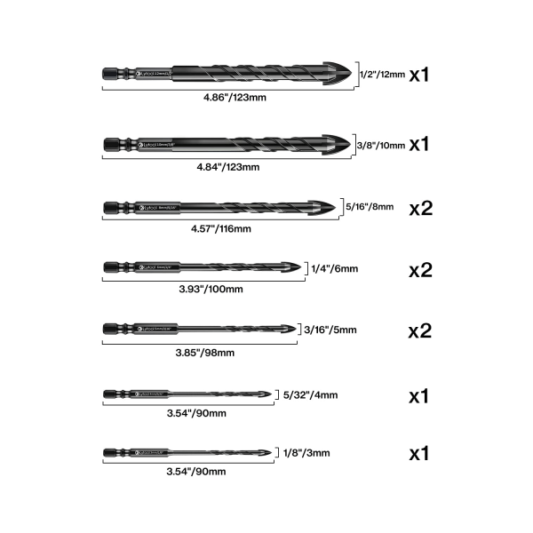 Glass Drill Bits, Tile Drill Bits, 10 Pieces Glass Drill Bits, Gl