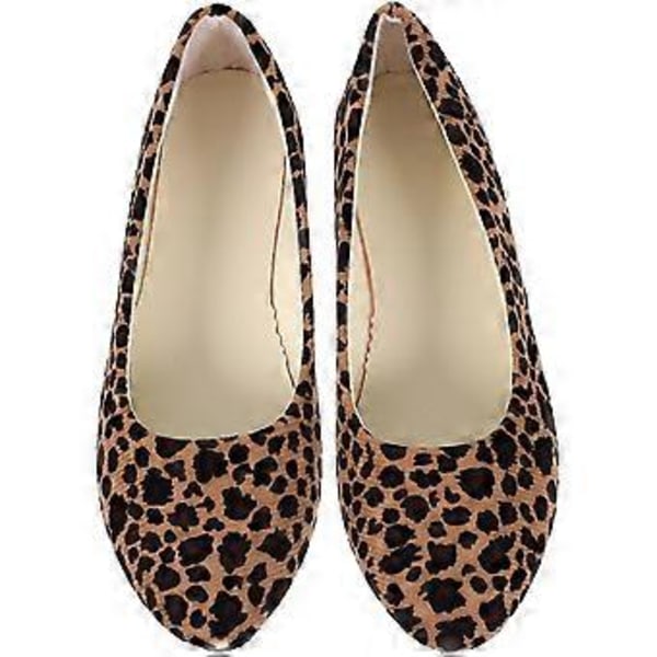 Moderigtige leopard sko, flade sko, spidse sko, fritidssko til kvinder (Khaki Leopard, Størrelse 40)