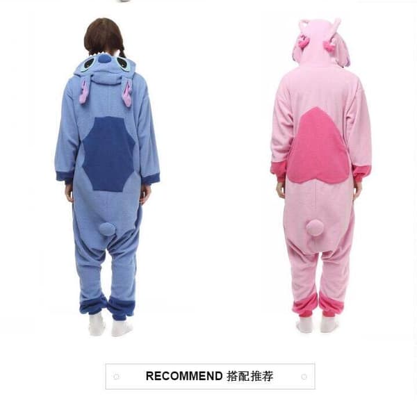 Stitch Anime Pyjamas, Tecknad Djur Romper Pyjamas för Par - Blå - Storlek L Blue L
