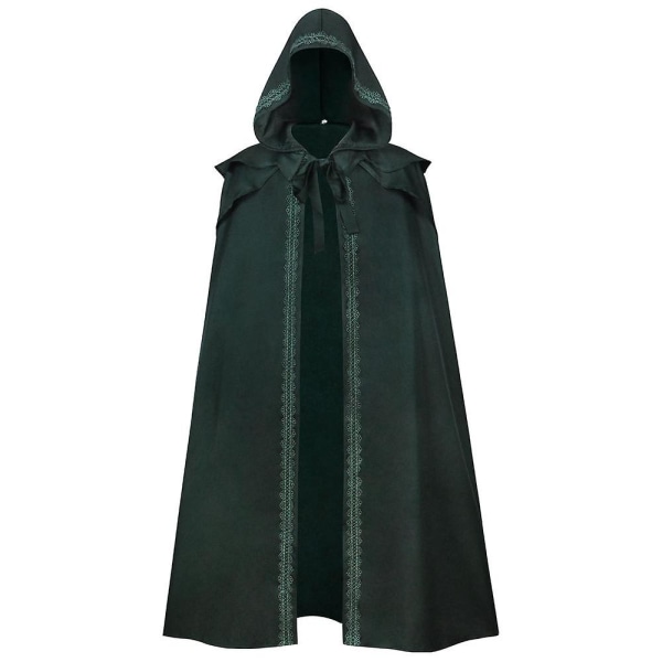 Hooded Cloak - Medeltida renässans gotisk udde för Halloween Cosplay, föreställningar och film-/tv-kostymer.XXXL.Grön