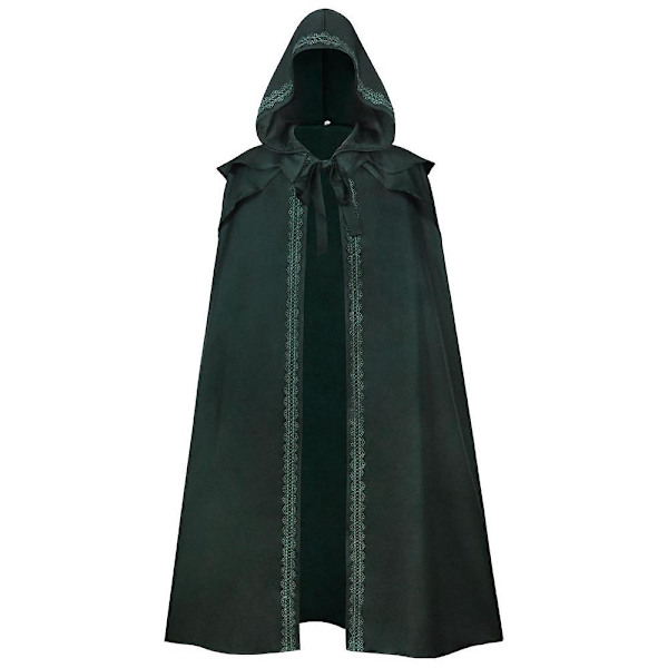 Hupullinen viitta - keskiaikainen renessanssin goottilainen viitta Halloween-cosplayhin, esityksiin ja elokuva-/tv-pukuihin.XS.Vihreä