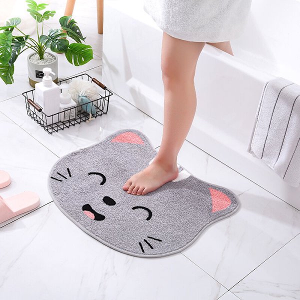 Badematte Tegneserie Absorberende Sklisikker Gulvmatte Badematte Stue Inngang Matte（Katt）